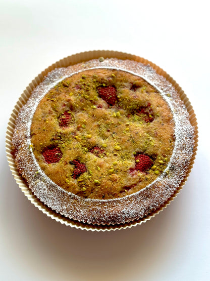 Almond Pistachio Raspberry Cake